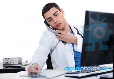 Doctor Busy During Duty Time Stock Photo