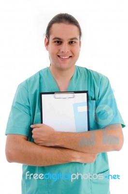 Doctor Holding Clipboard Stock Photo