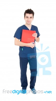 Doctor Holding Folder Stock Photo