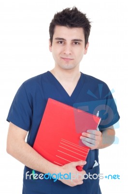 Doctor Holding Folder Stock Photo