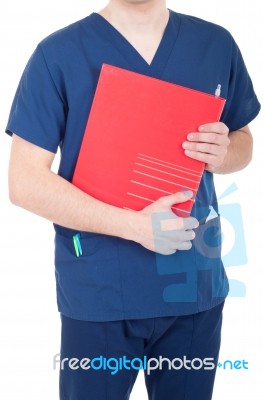 Doctor Holding Folder Stock Photo