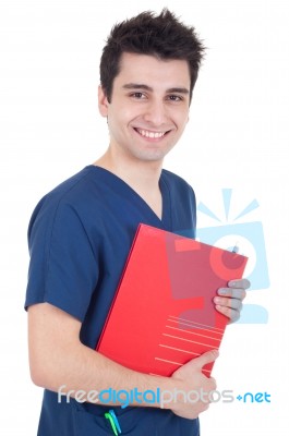 Doctor Holding Folder Stock Photo