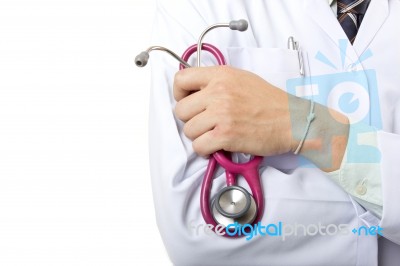 Doctor Holding Stethoscope Stock Photo