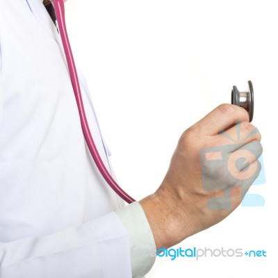 Doctor Holding Stethoscope Stock Photo