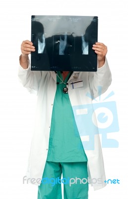 Doctor Holding X Ray Stock Photo