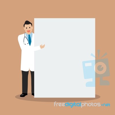 Doctor Pointing To The Billboard Stock Image