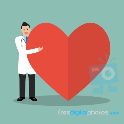 Doctor Presenting The Big Heart Stock Image