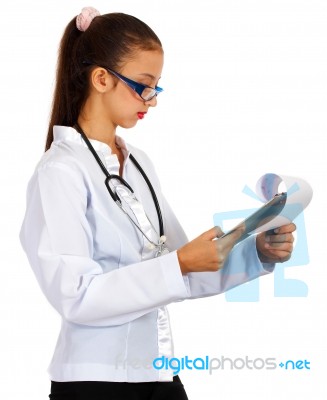 Doctor Reading Report Stock Photo