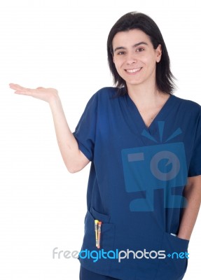 Doctor Showing Copy Space Stock Photo