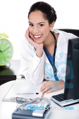 Doctor Smiling At The Camera Stock Photo