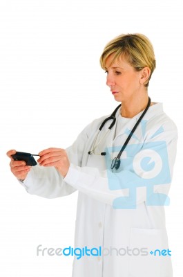 Doctor With Mobile Stock Photo