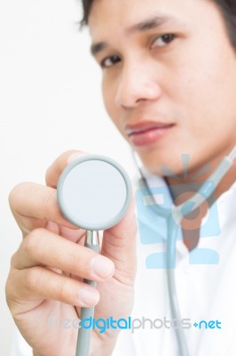 Doctor with Stethoscope Stock Photo