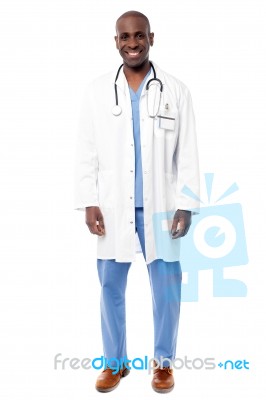 Doctor With Stethoscope Around Neck Stock Photo