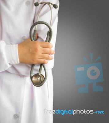 Doctor With Stethoscope In The Hands Stock Photo