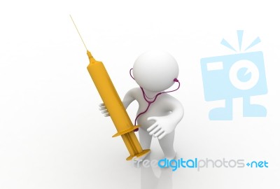 Doctor With Syringe And Stethoscope Stock Image