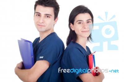 Doctors Team Holding Folders Stock Photo