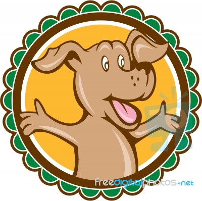 Dog Arms Out Rosette Cartoon Stock Image