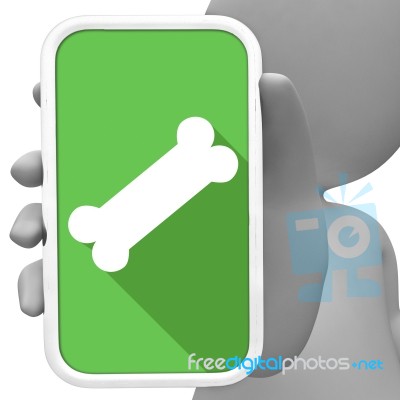 Dog Bone Online Indicates Phone Dog 3d Rendering Stock Image