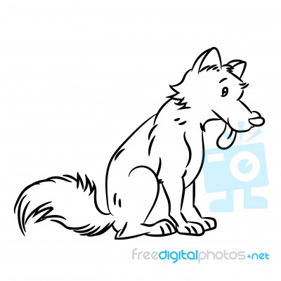 Dog Cartoon - Line Drawn Stock Image