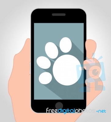 Dog Paw Online Represents Dogs 3d Illustration Stock Image