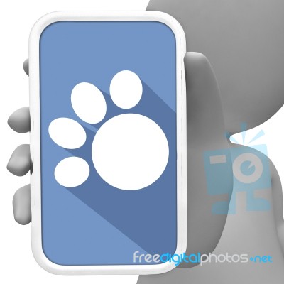 Dog Paw Online Represents Dogs 3d Rendering Stock Image