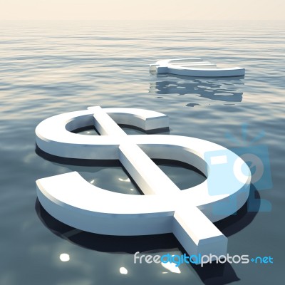 Dollar And Euro Floating On Sea Stock Image