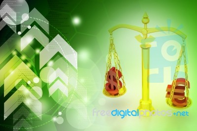 Dollar And Euro Sign Balancing The Scale Stock Image