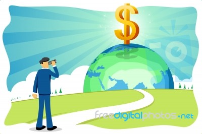 Dollar And Globe Stock Image