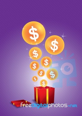 Dollar Floating From Gift Box Stock Image