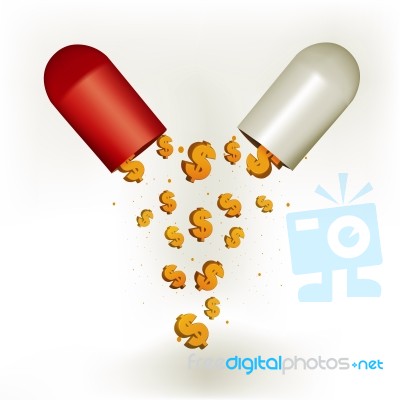 Dollar In Capsule Stock Image