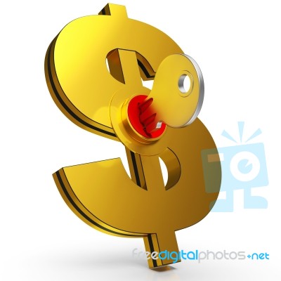 Dollar Key Showing Savings And Finance Stock Image