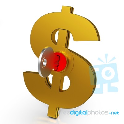 Dollar Key Shows Savings And Finance Stock Image