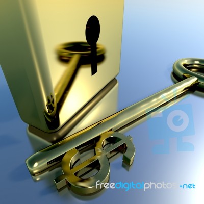 Dollar Key With Gold Padlock Stock Image