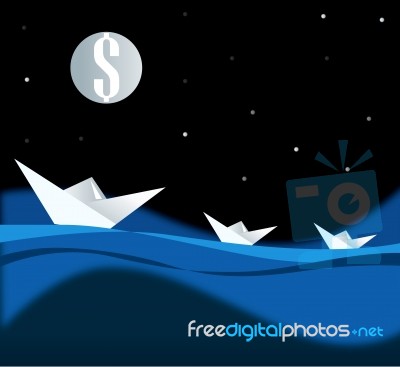 Dollar Moon With Sea Stock Image