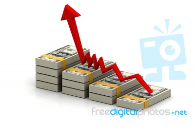 Dollar note And growing Graph Stock Image