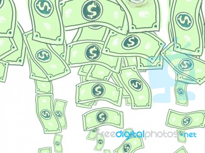 Dollar Notes Falling Drawing Stock Image