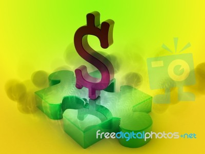 Dollar On A Puzzle 4 Stock Image