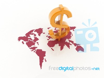 Dollar On  Map 1 Stock Image