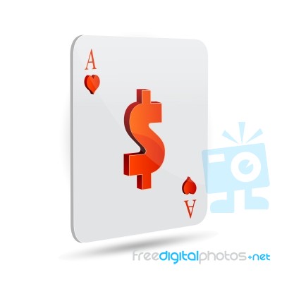 Dollar Sign In Playing Card Stock Image