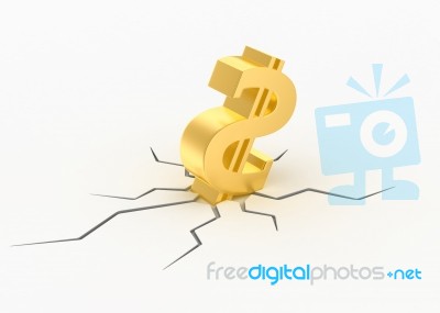 Dollar Sign On The Broken Floor Stock Image