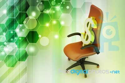 Dollar Sign Sitting The Executive Chair Stock Image