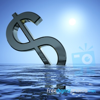 Dollar Sinking In Sea Stock Image