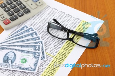 Dollar Symbol And Eye Glasses Stock Photo