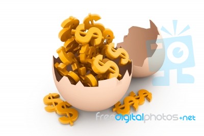 Dollar Symbols In Broken Egg Stock Image