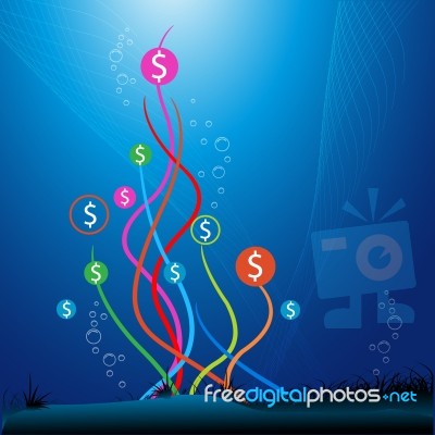 Dollar Under Water Stock Image