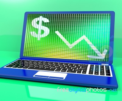 Dollar With Arrow Down Showing Recession And Economic Downturn Stock Image