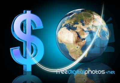 Dollar With Globe Stock Image