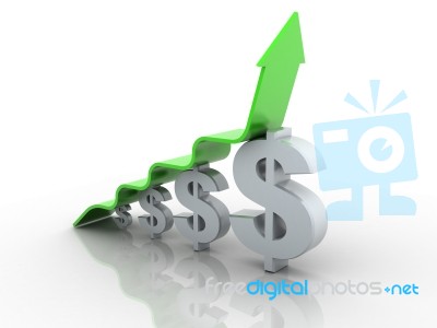 Dollar With Growing Arrow Stock Photo