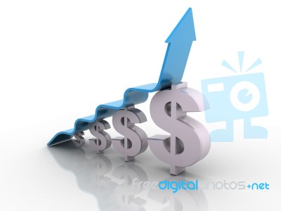 Dollar With Growing Arrow Stock Photo