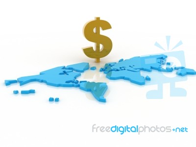 Dollar With Map Stock Image